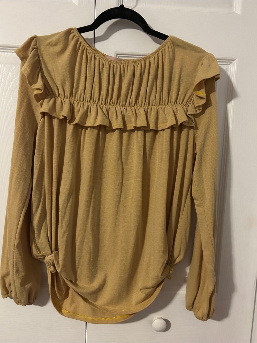 Ces Femme Mustard Ruffle Yoke Long-Sleeve Top